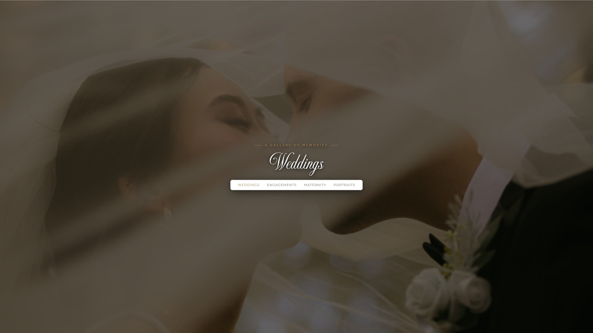 C.E.S Imagery portfolio page hero with a full-bleed wedding photo and category filter