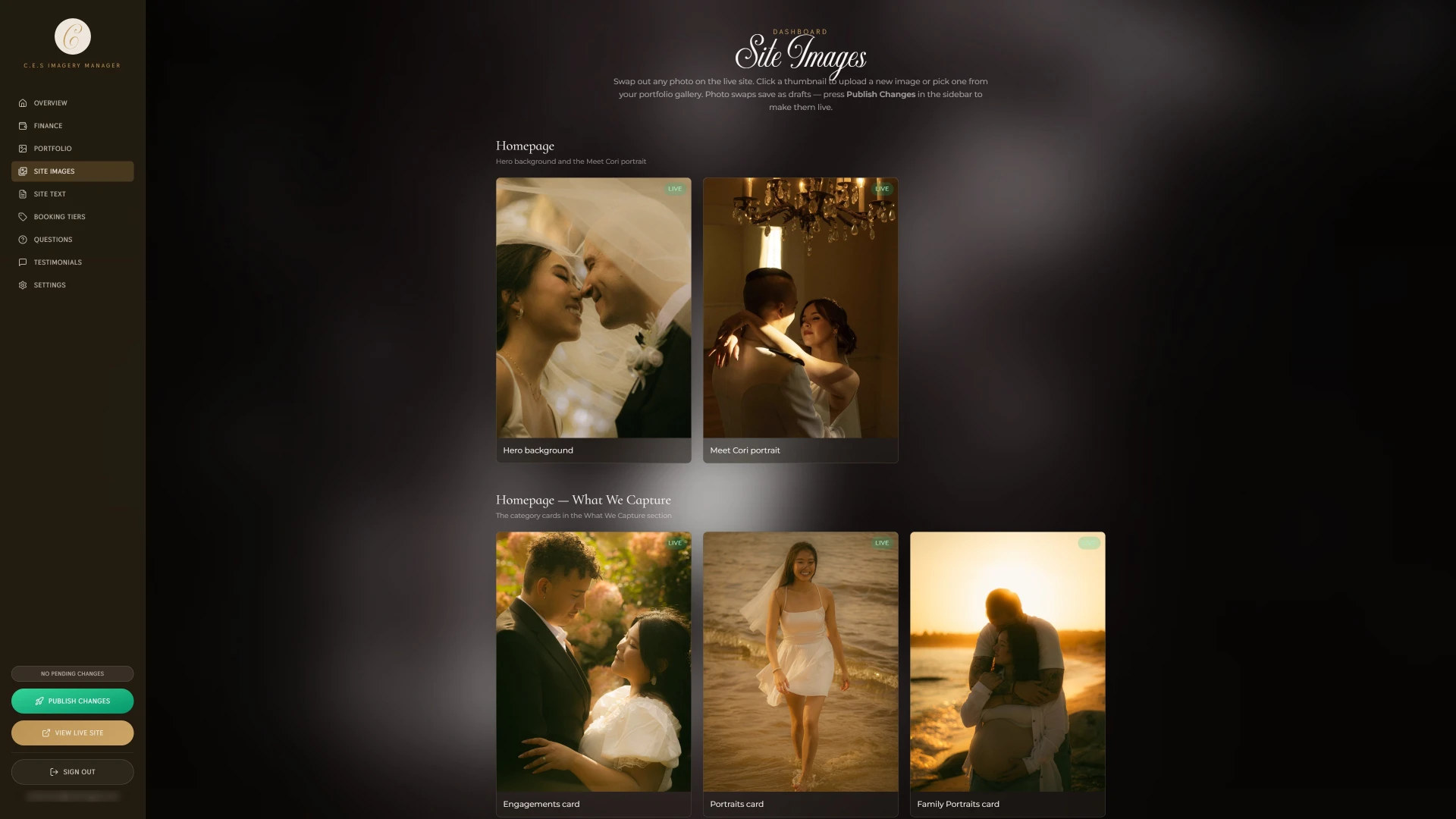 C.E.S Imagery client dashboard screen 4