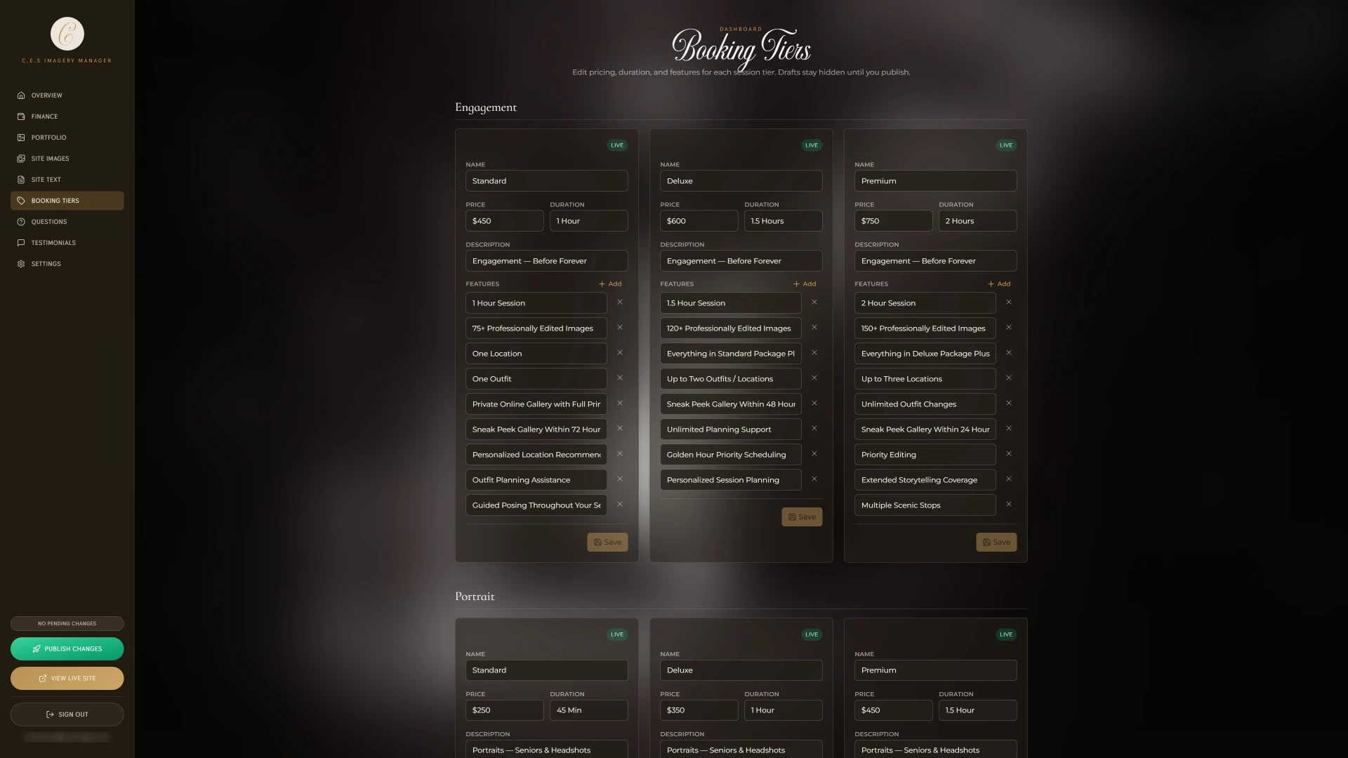 C.E.S Imagery client dashboard screen 6