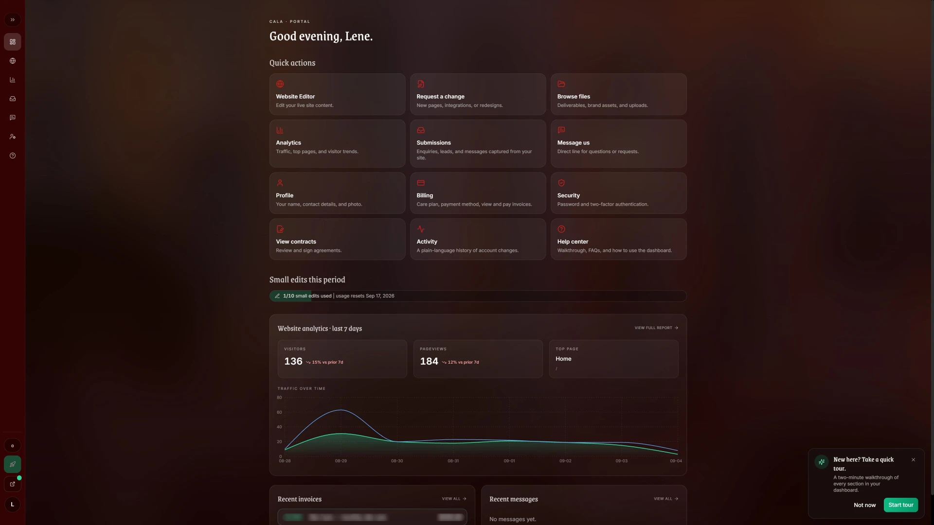 CALA client dashboard screen 2