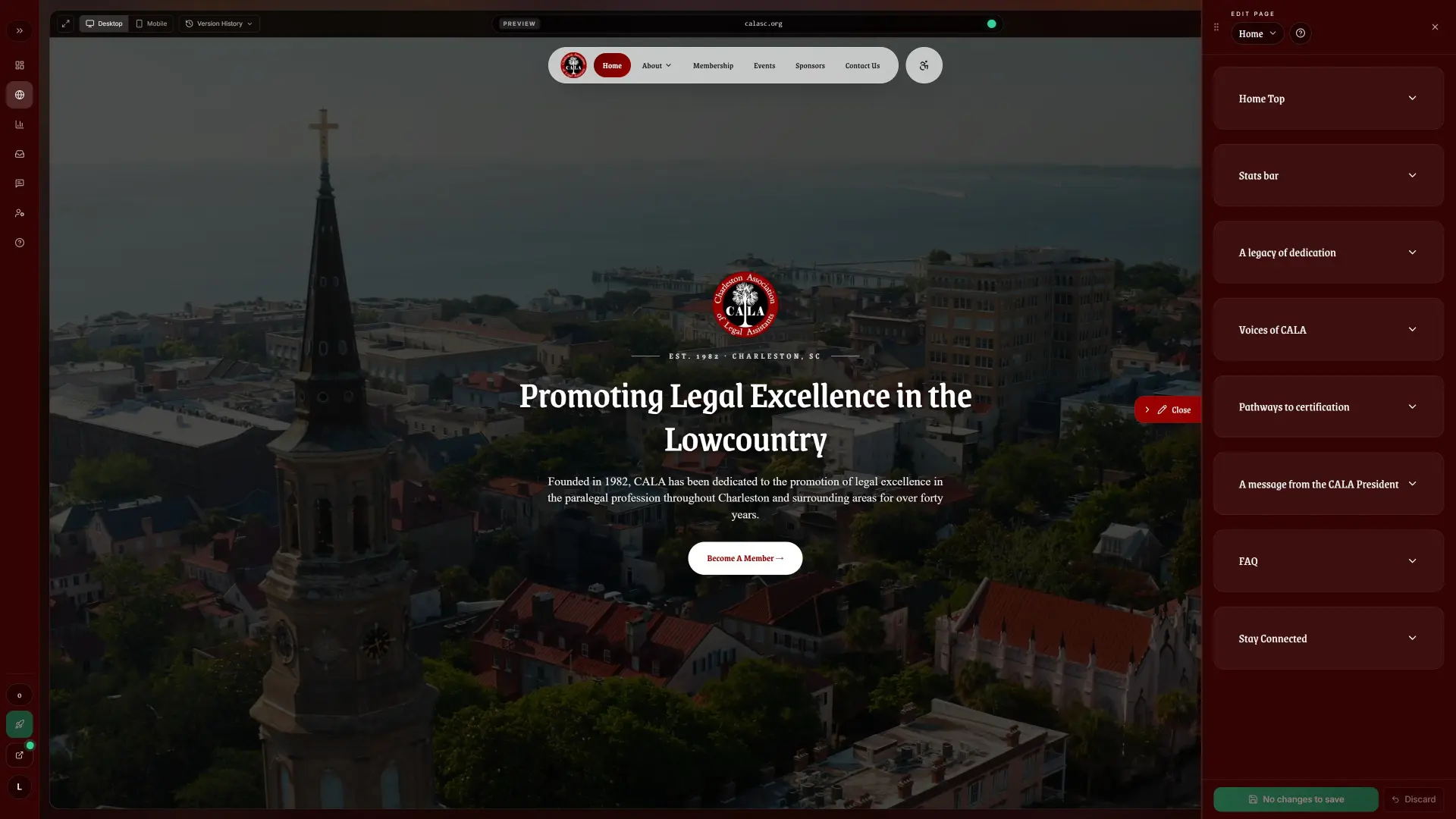 CALA client dashboard screen 1