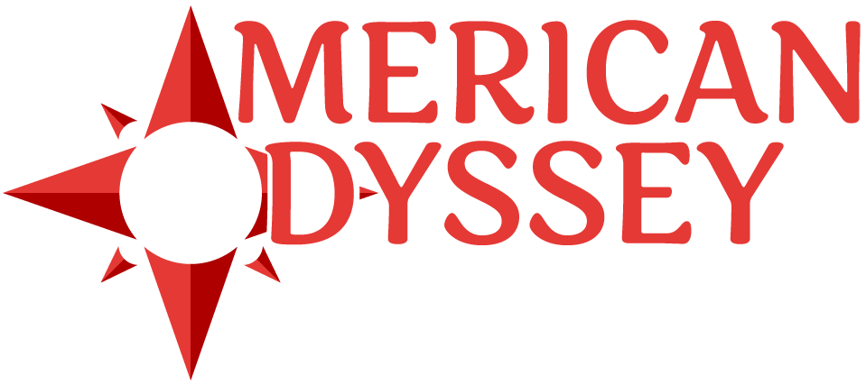 American Odyssey logo: a red compass star joined with the American Odyssey wordmark