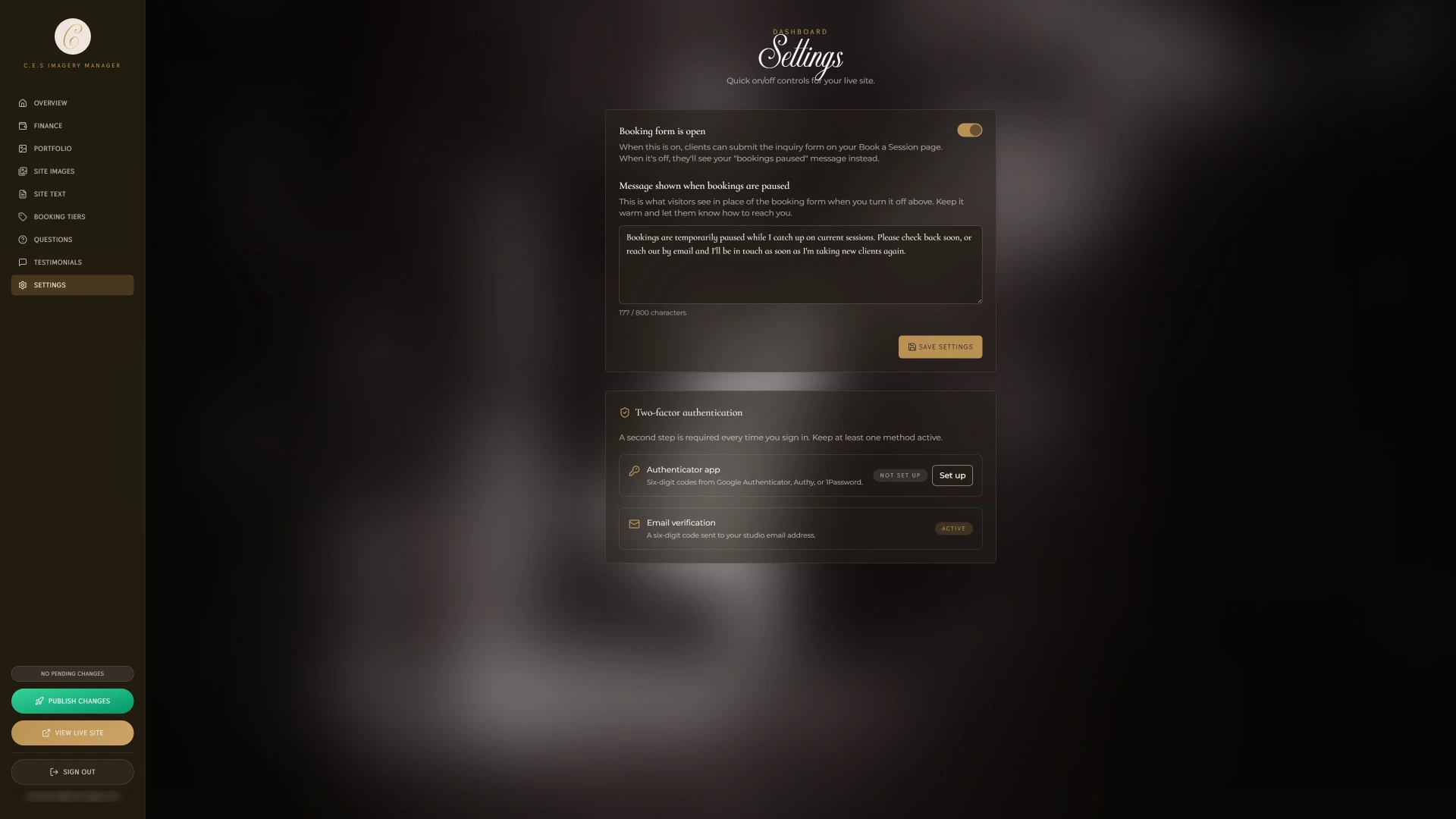 C.E.S Imagery client dashboard screen 9