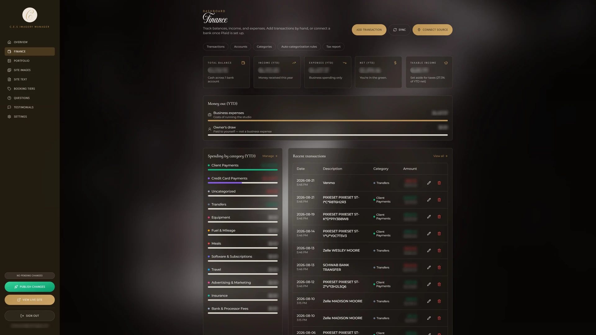 C.E.S Imagery client dashboard screen 2
