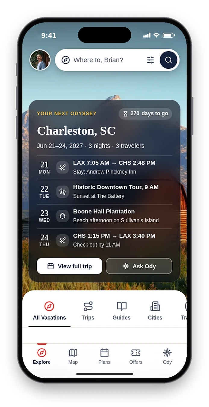 First build Explore opening on a Your next odyssey panel with all four days of the Charleston trip