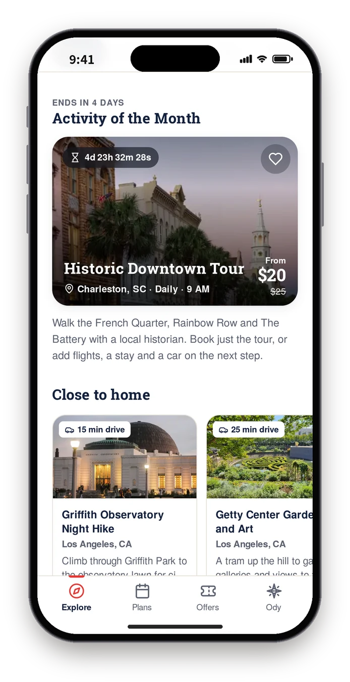 Final build Explore with the Historic Downtown Tour from $20 as the Activity of the Month, above activities close to home